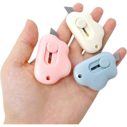 3pcs/Set Mini Cloud Shaped Multi-Function Knife/Cutter/Envelope Opener/Paper Cutter, Portable Cloud Shaped Paper Cutter With Keychain Hole