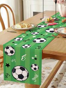 1pc Football Table Runner, Size 180*35cm, Polyester Tablecloth, Football Party Decor, Football Match Decor, Sports Theme Birthday Party Supplies, World Cup Home Decor, Kitchen Decor, Baby Party Decor, Tabletop Decor, Room Decor, Ideal For Football Fans, Football Party Favors, 2026 World Cup Decoration - Football - View 6