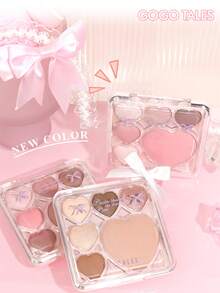 GOGO TALES 可爱心形眼影盘，包含眼影、腮红和高光，哑光和珠光质地，粉色、棕色和中性色调，一盘搞定所有妆容，打造柔和、浓郁和约会妆容，GOGOTALES - #G03 Sweet strawberry gummies - 查看 2