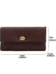 Short Women Wallet, High-Quality PU Leather, Clasp Design - Brown - View 6