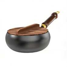 无涂层铸铁锅，带内衬，无涂层厚底铁锅，手工无涂层不粘煎锅，不粘煎锅，适用于烹饪和炖煮，兼容燃气灶和电磁炉，是圣诞派对和聚会的理想之选。 - 彩色 - 查看 15