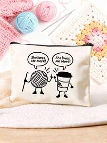 Crochet Is My Therapy' Printed Storage Bag, Knitting Lovers Zipper Pouch, Casual Yarn & Supplies Storage Bag, Ideal For Cosmetics & Toiletries - Multicolor - View 10