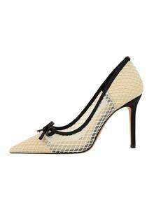 Sexy Lace Pointed Toe Mesh High Heel Pumps, Nightclub Style, Suitable For Party And Formal Occasions,Stiletto Heels - White - View 8