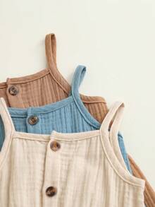 Bộ áo liền quần không tay mùa hè cho bé gái, áo liền quần cotton thoải mái cho kỳ nghỉ, bộ đồ chơi nhẹ nhàng. - Nhiều màu - Xem 3