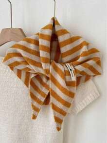 1pc Classic Striped Scarf, Fashionable Knitted Neck Warmer, Can Be Used As Headband Or Shawl, Fast Delivery For Valentine's Day - Multicolor - View 4