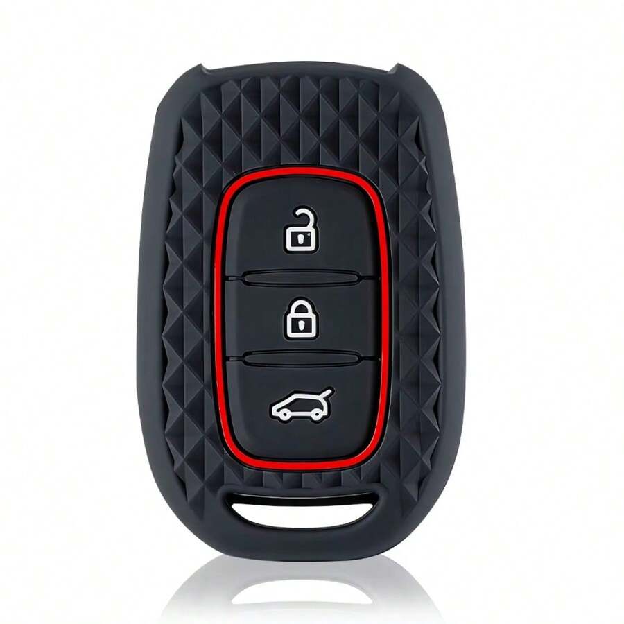 适用于雷诺Kwid、Traffic Symbol、达契亚Sandero、Logan、Duster（2016、2017、2018款）的3键遥控钥匙壳硅胶保护套 - black - 查看 1