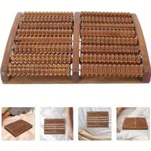 1 pieza Rodillo de masaje de reflexología de 8 filas, herramienta de masaje de pies, rodillo de masaje de pies, rodillo de masaje de manos, dispositivo de masaje de pies para adultos, herramienta de masaje de escritorio, herramienta de alivio del estrés para el hogar y la oficina, terapia de madera, masaje, Gua Sha, terapia preescolar, masajeador de pies, drenaje de madera - Rodillo doble - Ver 2