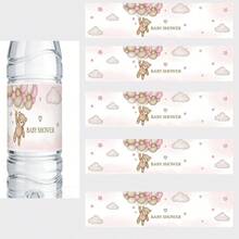 10/20张泰迪熊气球云朵矿泉水瓶贴纸，适合庆祝婴儿派对、百日庆典、生日派对、新生儿派对，卡通泰迪熊标签贴纸 - 貼紙 - 查看 2