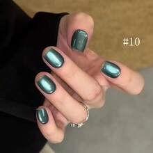 10毫升/瓶 孔雀石猫眼凝胶指甲油 - 湖绿色玻璃珠猫眼 - 2026新款高端深绿色猫眼凝胶指甲油美白迷你套装，适用于美甲沙龙DIY居家法式美甲，复活节情人节 - 彩色 - 查看 14