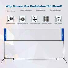 Portable Badminton Net, Stainless Steel Bracket, Bottom Triangular Support Design, Home Use Simple Badminton Net, Nylon Small Mesh, Suitable For Outdoor Sports - White - View 1