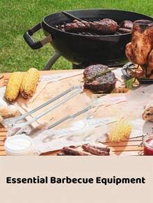 Kẹp gắp xúc xích nướng BBQ bằng thép không gỉ, kẹp xúc xích nóng, kẹp nhà bếp cán dài dùng cho nướng BBQ, thích hợp để lật thịt xông khói, bít tết, thịt và rau củ, kẹp nướng BBQ. - Một kích cỡ phù hợp cho tất cả - Xem 4