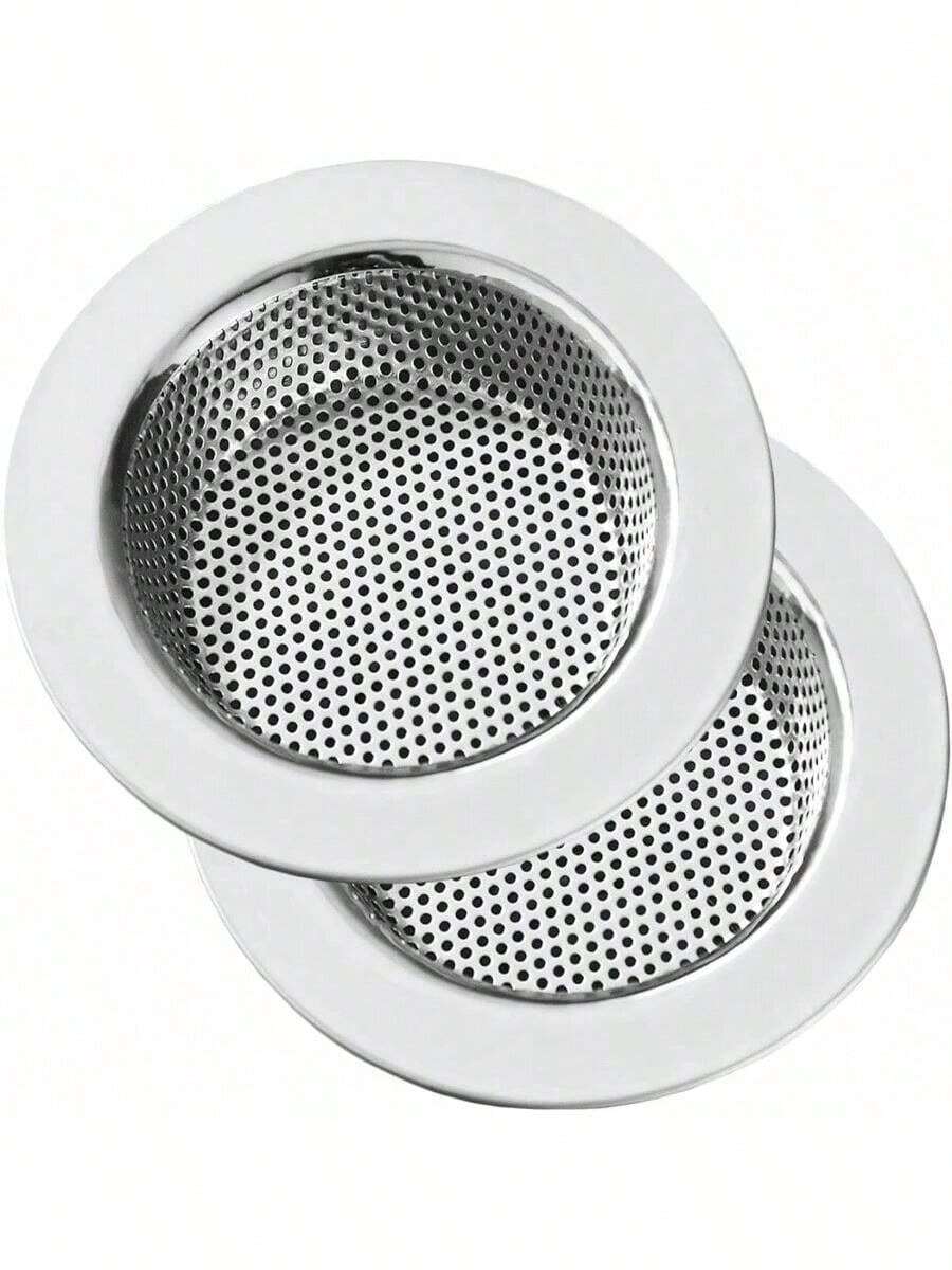 2Pcs Kitchen Sink Strainer Stainless Steel, Kitchen Sink Drain Strainer, Sink Strainers For Kitchen Sinks With Large Wide Rim 4.5" Diameter - Silver - View 1