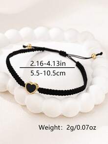 Bộ 1/2 vòng tay bện hình trái tim cổ điển, thiết kế hình giọt dầu màu đỏ và đen, thích hợp cho các cặp đôi và bạn thân, phù hợp để đeo hàng ngày, dự tiệc, ngày Valentine, vòng tay nữ phong cách Trung Đông thanh lịch và tinh tế. - Trái tim - Xem 6