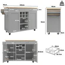 Modern Kitchen Island (102 * 45 * 92 Cm), Kitchen Cabinet, Sideboard, Serving Cart, Wooden Serving Cart, Multifunctional Table With Storage, Blue