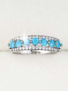 1pc Minimalist Geometric Design Cubic Zirconia Inlaid Fashion Ring For Women - Multicolor - View 3