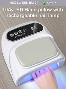 无绳UV LED美甲灯，带手枕，2000mAh可充电快速固化灯，U型设计，在家或美甲沙龙都能舒适地进行美甲，理想的新年生日礼物，美甲用品 - 彩色 - 查看 14
