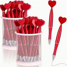Bộ 1/3 bút bi hình trái tim màu đỏ, thích hợp dùng trong tiệc Valentine, văn phòng, trường học, Giáng sinh, Valentine và đám cưới (thiết kế hình trái tim màu đỏ). - A - Xem 2