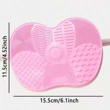 Silicone Makeup Brush Cleaning Mat, Makeup Brush Cleaner, Suction-Cup Makeup Brush Cleaning Mat, Portable Makeup Brush Washing Tool, Manual Brush Washing Tool - Apple-shaped - View 8