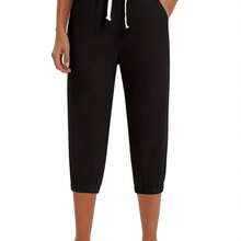 3pcs Women's Solid Color Harem Jogger Pants With Drawstring Waist & Slant Pocket - Medium-Stretch Casual Pants Suitable For Spring/Fall,, Lounge, Casual Attire - 3pcs Pack - 黑色+淺灰色+深灰色 - 查看 6