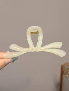 4pcs/3pcs/1pc Women Coffee Color Solid Bow Oversized Plastic Hair Clips, Fashion Versatile, Elegant Minimalist, Solid Marble Texture Hair Claws, Suitable For Daily, Casual, Party, Beach, Vacation, Hairstyling, Face/Hair Washing, Makeup, Outfit Accessories, Autumn Fashion Hair Clips, Autumn Hair Accessories, Winter Hair Clips, Summer Hair Clips - Multicolor - View 11