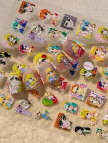 1张复古漫画风格美甲贴纸，独特的漫画分镜设计，包含心形符号等经典元素，非常适合女孩DIY美甲和手工装饰。 - 彩色 - 查看 5