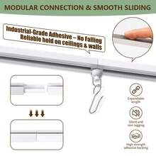 4-In-1 Self-Adhesive + Punch Hole Dual Fixing Curtain Track System - Ceiling/Wall Mountable, Freely Combinable, Easy Installation, Suitable For Bathroom, Windows, Room Dividers, Cabinets And More Scenarios - Adhesive and Drillable Installation Model - View 8