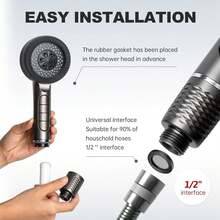 Handheld Shower Head With Filter - High Pressure Shower Head With 4 Spray Modes, Softens Hard Water Shower Head With Hose, Bracket And Filter To Remove Chlorine And Heavy Metals Bathroom Accessory - Multicolor - View 3