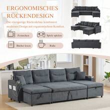 Sofa Bed Set - Dark Gray + Linen + Foam + 4 Seat - View 7