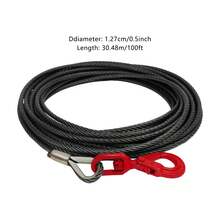 ZhdnBhnos Wire Rope Steel Winch Cable With ° Swivel Self-Locking Hook, Heavy Duty Lifting & Towing Rope For Hoist Crane Trailer Off-Road,  Lbs Breaking Strength (Red, /" X ') - Variant,4 - View 3