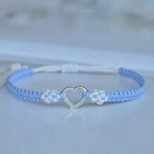 New Heartbeat Love Heart Peach Blossom Woven Couple Bracelet Simple Best Friend Bracelet High-Value,Valentine's Day,Jewelry,Bracelets Women,Necklace,Western Jewelry,Wedding Jewelry,Bracelet Set - 彩色 - 查看 2