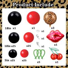 115pcs Leopard Print Balloon Arch Set Includes Leopard Print, Lip, And Cherry Foil Balloons, As Well As Red And Black Latex Balloons. Perfect For Birthday Parties, Bachelor/Bachelorette Parties, Weddings, Bridal Showers, And Cherry-Themed Decorations - Multicolor - View 3