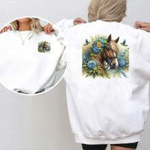 1pc/2pcs/3pcs Blue Floral & Horse Leather Pattern Heat Transfer Stickers, DIY Iron-On Patches, Suitable For T-Shirt Making, Pillow Decor, Backpacks, Cushions, Pants, Sofa Covers, Waterproof & Fade-Resistant - 3PCS-s - View 5