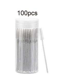 100pcs Disposable Mascara Wands, Crystal Eyebrow Brush (Suitable For Eyelash Extensions), Pink Eyelash Brush (With Storage Box), Eyebrow Brush, Eyeshadow Brush, Spiral Brush - White - View 8