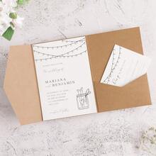 20 piezas de tarjetas de invitación perladas, tarjetas de felicitación con triple pliegue, sobres de bolsillo RSVP, invitaciones de boda, tarjetas de papel dorado, para decoraciones y suministros de fiesta de boda, quinceañera, bautizo, despedida de soltera (rosa, dorado, burdeos, beige, blanco, azul marino) - 20 piezas - Ver 8