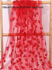 1件红色心形网纱桌旗，浪漫心形设计，婚礼餐桌装饰，透明心形图案派对背景装饰，装饰布，适用于婚礼、生日、周年纪念、新娘送礼会、情人节、家居装饰 - 紅色 - 查看 13