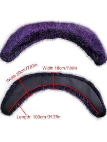 3 piezas Tela Elegante Sin Cuello y puños de piel Otoño e Invierno - Morado - Ver 5