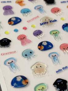 1张ins风彩色水母美甲贴纸创意海洋卡通可爱美甲贴纸DIY手账CCD手机壳装饰艺术贴纸 - 海洋 - 查看 4