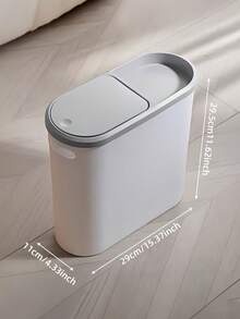 1PC Bathroom Trash Cans, Household Creative Gap Trash Can With Lid, Easy-To-Press Garbage Can, Simple Paper Basket Large Capacity Waste Bin, Home Necessity Household Creative Gap Waste Bin, Home Essential For Cleaning Supplies, Easy To Use And Clean Home Bathroom Decor Bathroom Organizer Gifts, Cubo De La Basura - Not Recommended: Uncovered Version - View 9