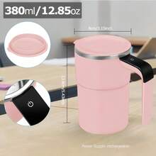 1个带温度显示自动搅拌的磁吸式咖啡杯，带温度显示，旅行杯，适用于牛奶、巧克力、摩卡、咖啡、蛋白粉等饮品的混合，情侣杯 - 彩色 - 查看 2