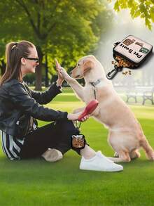 1-Pack Dog Print Dog Treat Bag, Pet Training Kit With Hook And Zipper,Pet Dog Treats Pouch Pocket Snack Reward Waist Bag,Puppy Training Treat Snack Waist,Pet Feed Pocket Pouch Waist,Pet Dog Puppy Training Treat Snack Bait Dog Treat Bag Dog Treat Pouch Dog Walking Bag Pouch - Multicolor - View 3