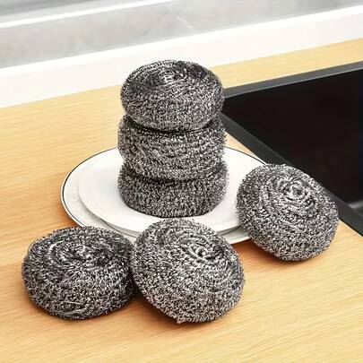 1个升级版不锈钢百洁布球，高锌铁芯 - 多功能磨料线，适用于锅、平底锅、碗、炉灶和烤箱 - 防锈钢丝刷，适用于厨房和浴室使用