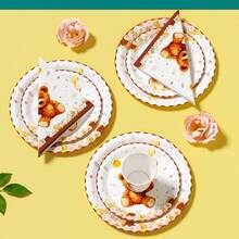 25pcs Teddy Bear Themed Disposable Tableware Set, Including Plates, Napkins, Cups, Suitable For Birthday, Wedding, Party, Family Picnic - Multicolor - View 5