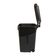 Spacious 45 Gallon Wheeled Heavy Duty Plastic Garbage Can With Attached Lid - Durable Home Garage Yard Outdoor Storage Solution - 1 - View 4