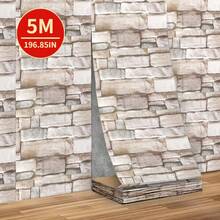 1pc Brick Pattern Wall Sticker - Waterproof, Easy To Apply And Remove, Freely Cuttable - Suitable For Kitchen, Living Room, Bathroom, Hallway Decor, Fashionable Home Decor - Khaki - View 9