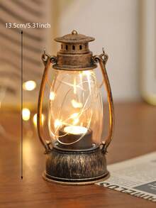 1pc Vintage Handheld Flickering Wick Lantern With Battery, Suitable For Home Decor, Tabletop Decor, LED Fairy Lights, Room Desk Decor Lantern, Wedding Party Holiday Camping Decor LED Fairy Lights, Copper Wire Wick Decor Lantern, Room Decor Retro Lantern Nightlight - Yellow Light - View 19