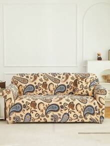 1pc Paisley Print Sofa Cover (Including 1pc Pillow Case), Dust-Proof And Dirt-Resistant, Elastic One-Piece Full Coverage Sofa Protector, Living Room Home Decor, Fits 1/2/3/4 Seater Sofa, All Season, Machine Washable - Multicolor - View 9