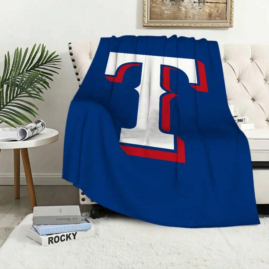 Baseball T-Texas R-Rangers Blanket Blanket For Couch Sofa Travel Home Hiking Picni Bed Beding Flannel Blanket Birthday Gift - Black - View 1
