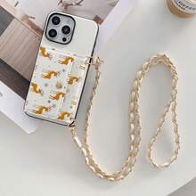 1pc Elegant Cute Deer Pattern Faux Leather Card Holder Crossbody Wallet Phone Case Suitable Compatible With Apple 17, 16e, 16, 15, 14 Plus, 13, 12, 11 Pro Max, Multi-Functional Protective Cover - Deer 19 - View 8