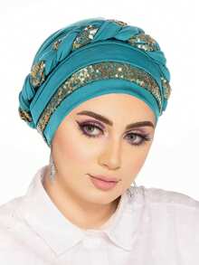 1件刺绣编织头巾 | 穆斯林头巾帽，多色套头帽，布料材质，可调节，透气，建议手洗 - 顏色 - 查看 5