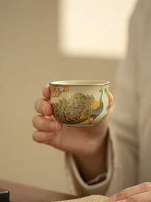 1个/2个/4个装金孔雀陶瓷杯，精致金线陶瓷把手茶杯，高品质小咖啡杯，是招待客人和朋友、享用下午茶、沙特咖啡、阿拉伯茶杯的理想之选。 - 彩色 - 查看 8
